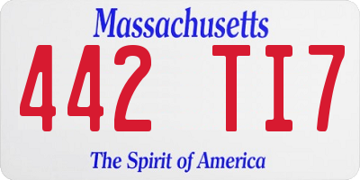 MA license plate 442TI7