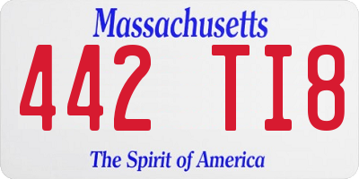 MA license plate 442TI8