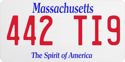 MA license plate 442TI9