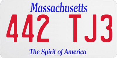 MA license plate 442TJ3