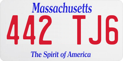 MA license plate 442TJ6