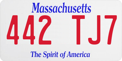 MA license plate 442TJ7