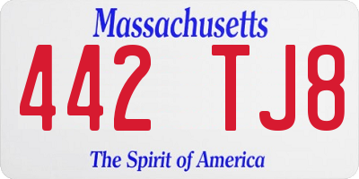 MA license plate 442TJ8