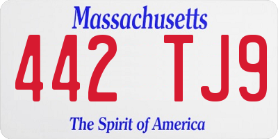 MA license plate 442TJ9