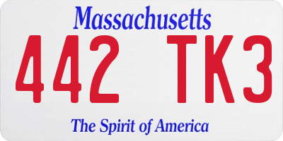 MA license plate 442TK3