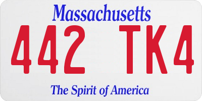 MA license plate 442TK4
