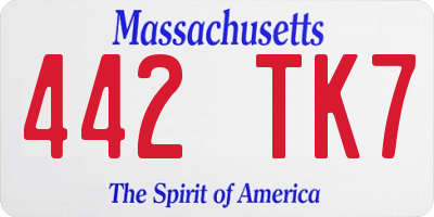 MA license plate 442TK7