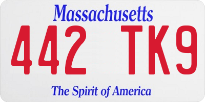 MA license plate 442TK9