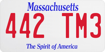 MA license plate 442TM3