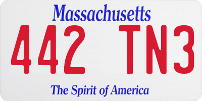 MA license plate 442TN3
