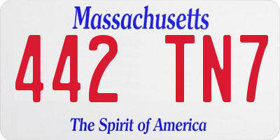 MA license plate 442TN7