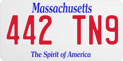 MA license plate 442TN9