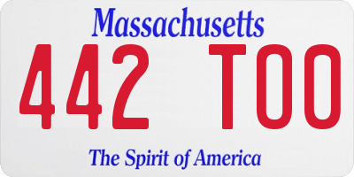 MA license plate 442TO0