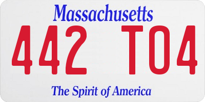 MA license plate 442TO4