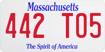 MA license plate 442TO5