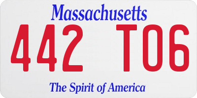 MA license plate 442TO6