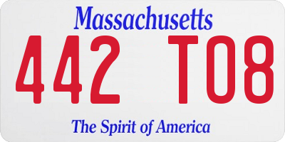 MA license plate 442TO8