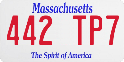 MA license plate 442TP7