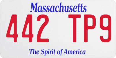 MA license plate 442TP9