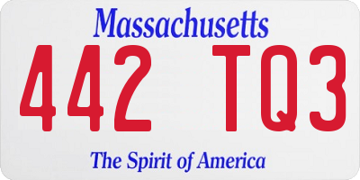 MA license plate 442TQ3