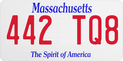 MA license plate 442TQ8