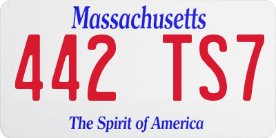MA license plate 442TS7