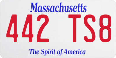 MA license plate 442TS8