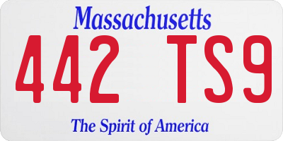 MA license plate 442TS9