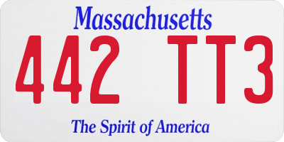 MA license plate 442TT3