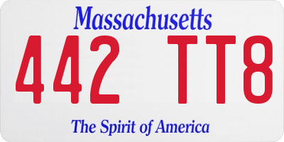 MA license plate 442TT8
