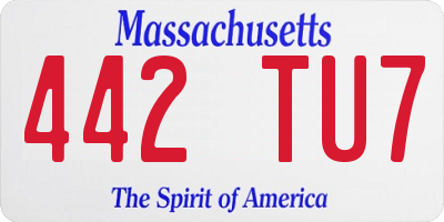 MA license plate 442TU7
