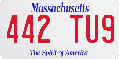 MA license plate 442TU9