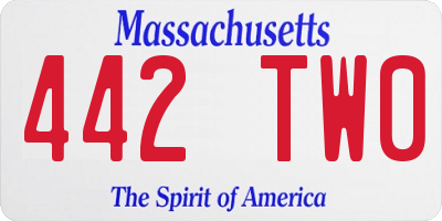 MA license plate 442TW0