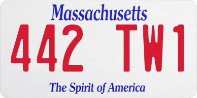 MA license plate 442TW1