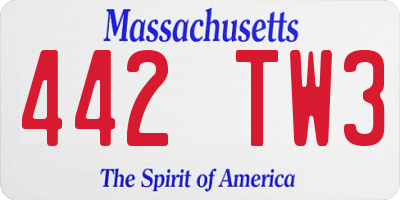 MA license plate 442TW3
