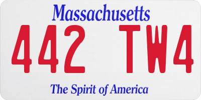MA license plate 442TW4