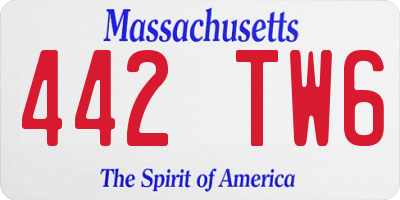 MA license plate 442TW6