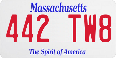 MA license plate 442TW8