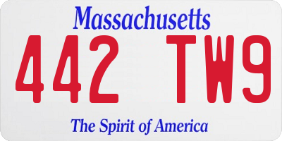 MA license plate 442TW9