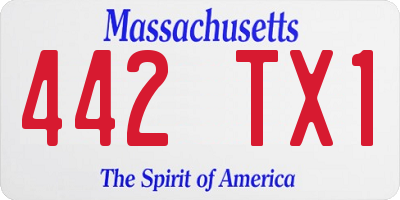 MA license plate 442TX1