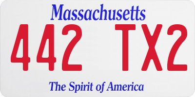 MA license plate 442TX2