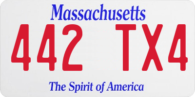 MA license plate 442TX4