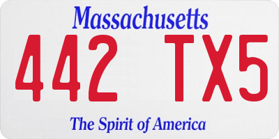 MA license plate 442TX5