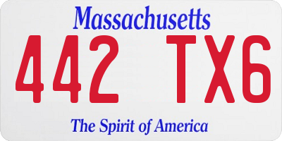 MA license plate 442TX6