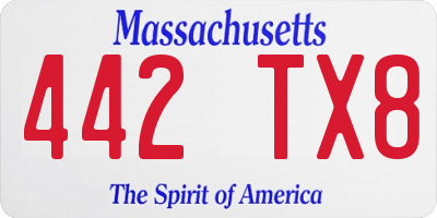 MA license plate 442TX8