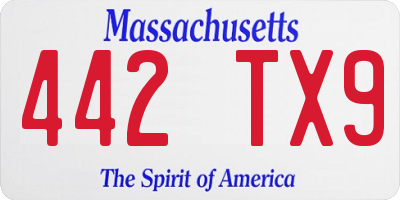 MA license plate 442TX9