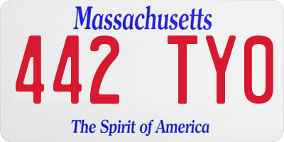 MA license plate 442TY0