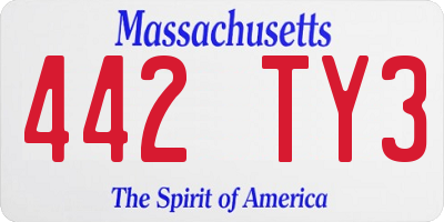 MA license plate 442TY3