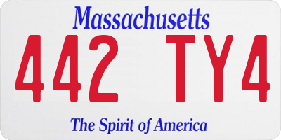 MA license plate 442TY4