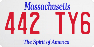 MA license plate 442TY6